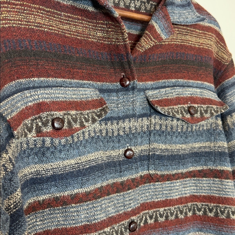 Style New York Vintage Southwestern Wool Blend Striped Jacket Womens 14 Large US - Picture 5 of 13